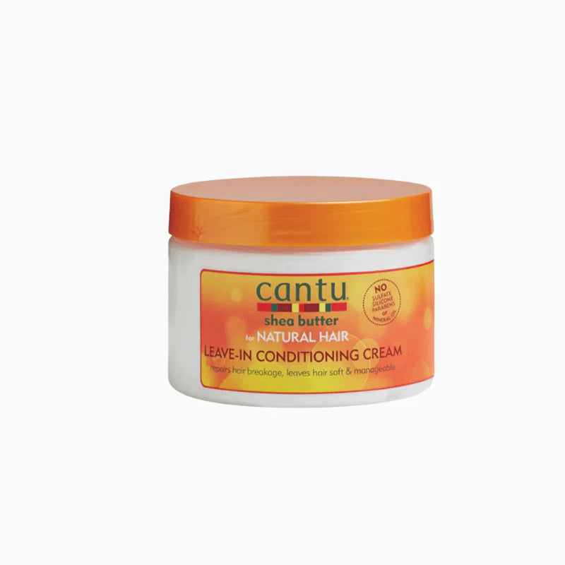 Cantu Shea Butter Natural Leave-In Conditioning Cream. This nourishing cream, enriched with shea butter, provides deep moisture, detangles, and strengthens hair without rinsing