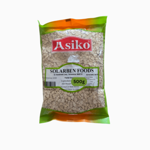 Packaged solar beans from Asiko Solarben Foods on a white background